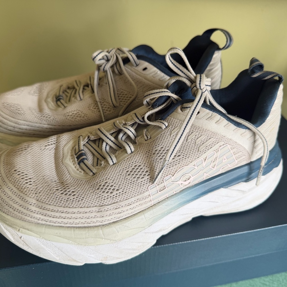 Hoka One One Sandstone & Navy Women's Athletic Running Shoes